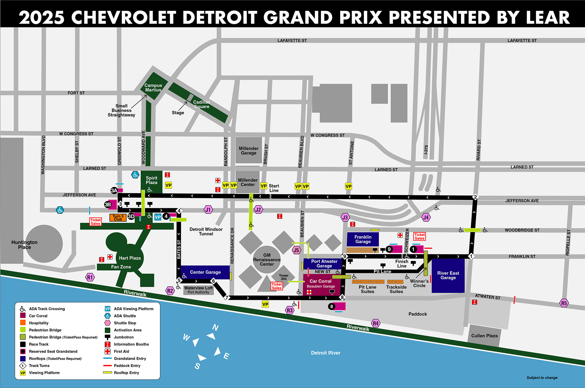 2025 Chevrolet Detroit Grand Prix presented by Lear Multi-Day Track Map